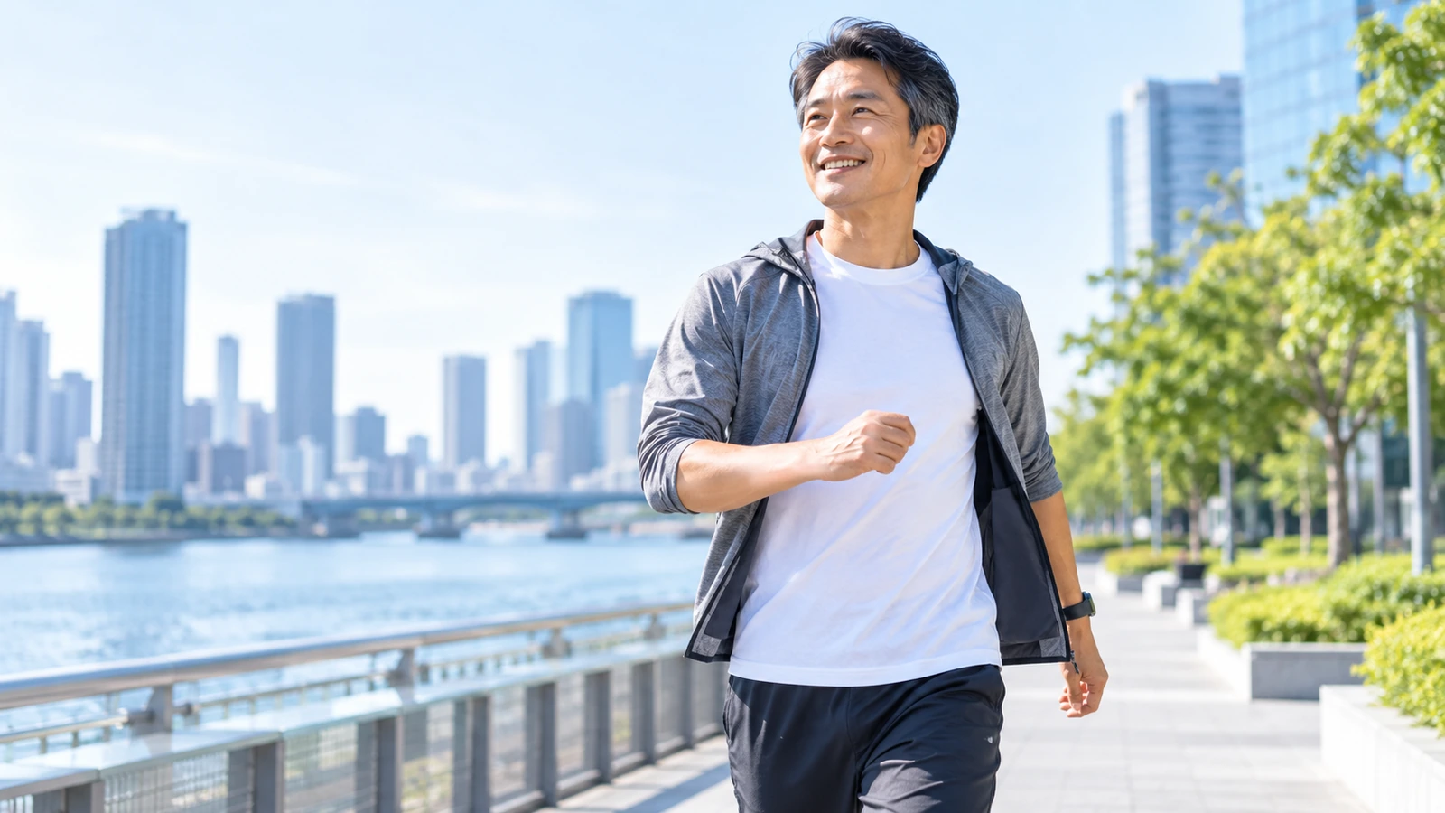 働く男性の健康と活力をイメージするビジネスパーソン